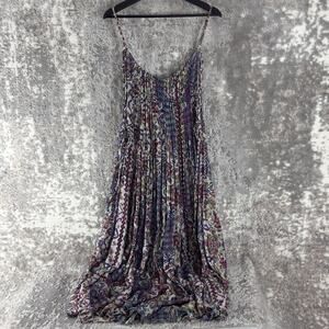 Free People One Size XS Boho Goemetric Scoop Neck Maxi Dress Colorful Sleeveless
